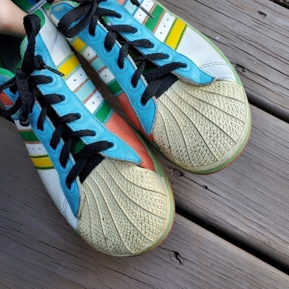 Adidas Superstar Rare Bold Colorway Shell Toe Low Top Leather Trainers Sneakers - Picture 4 of 7